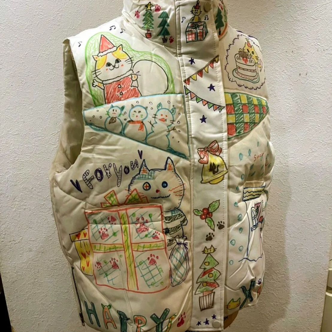 リカさまへ 手描きダウンジャケｯト