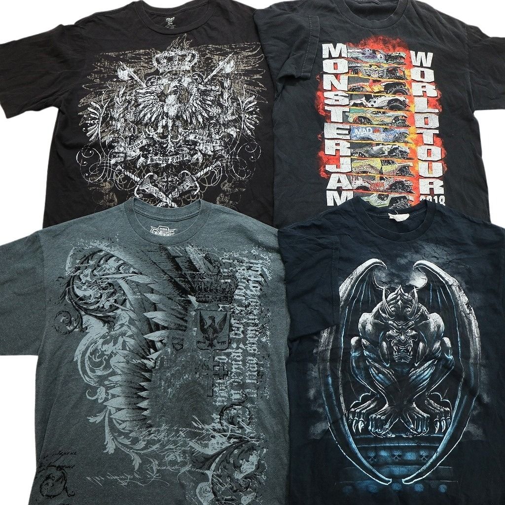古着卸 まとめ売り 大判プリント 半袖Tシャツ 15枚セット (メンズ S /M 
