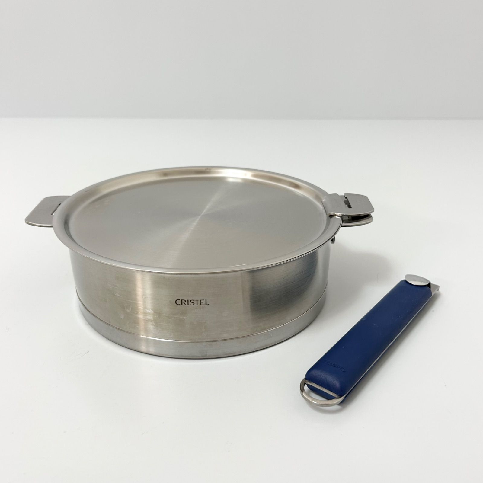 廃盤 CRISTEL クリステル フラット蓋付き 両手鍋 片手鍋 20 cm ハンドル付き