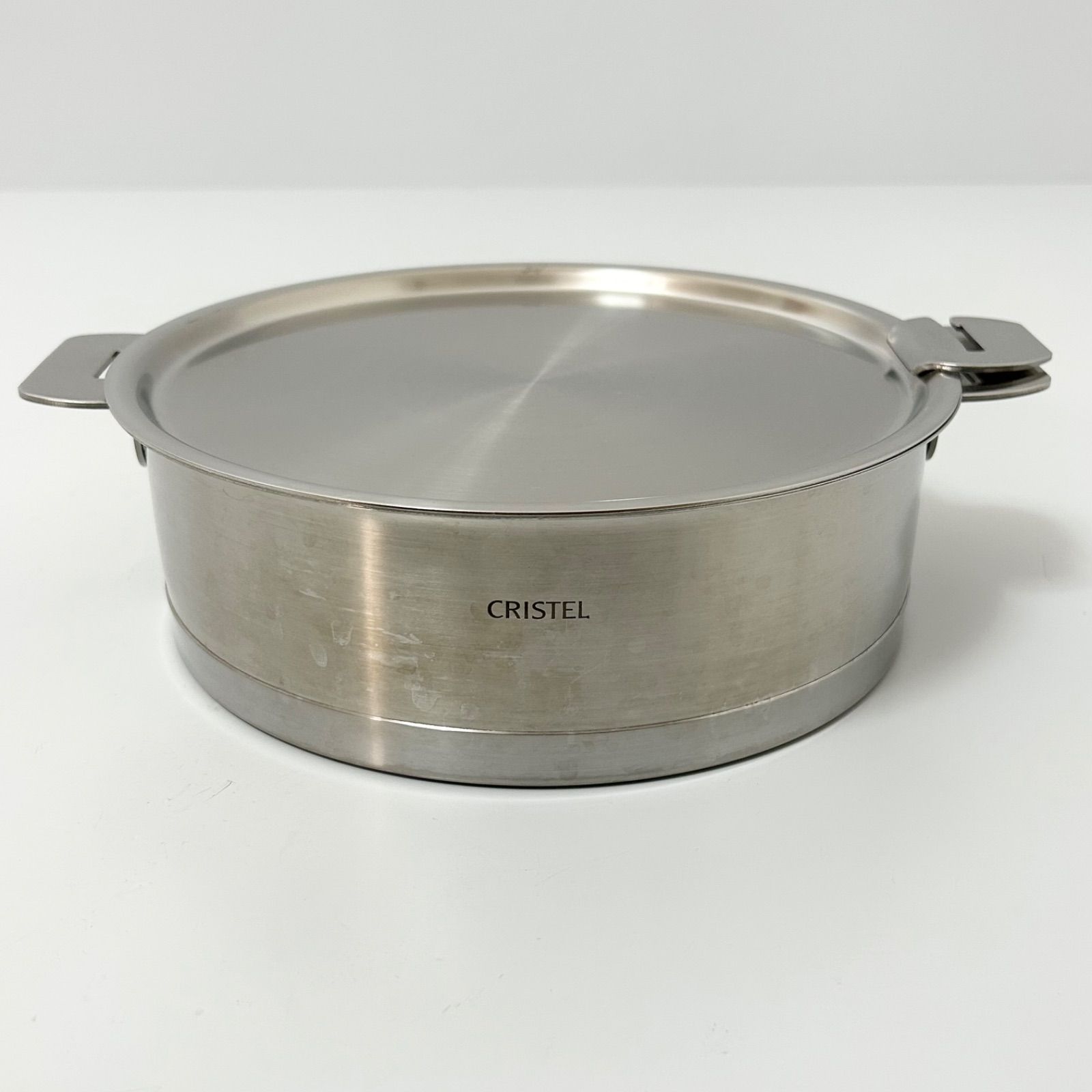 廃盤 CRISTEL クリステル フラット蓋付き 両手鍋 片手鍋 20 cm ハンドル付き