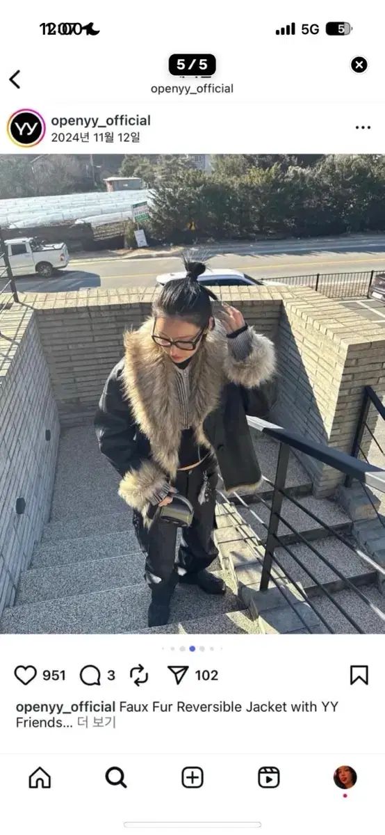 オープンyyフェイクファーリバーシブルジャケット