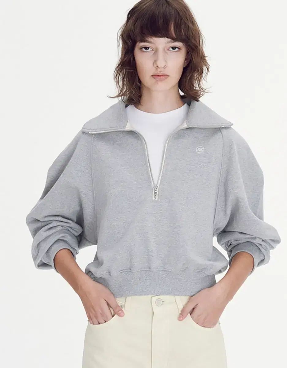 レクト シグネチャー ロゴ ハーフジップアップ スウェット グレー