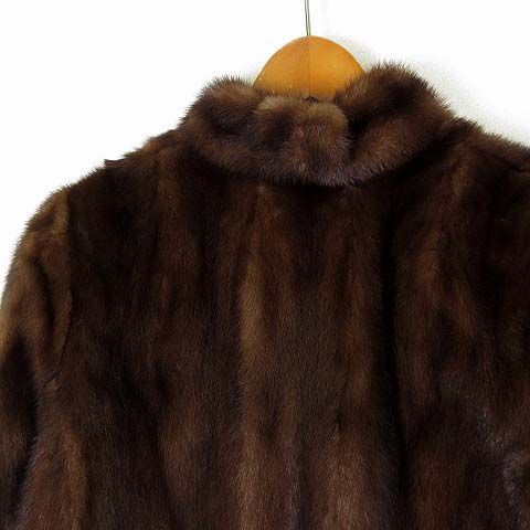 銀座 赤坂 GINZA AKASAKA CINQ 毛皮 コート ミンク ファー M 9 ダークブラウン こげ茶色 美品 リアルファー