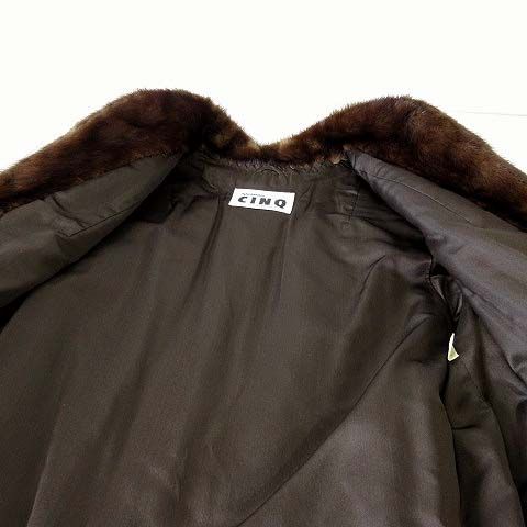 銀座 赤坂 GINZA AKASAKA CINQ 毛皮 コート ミンク ファー M 9 ダークブラウン こげ茶色 美品 リアルファー