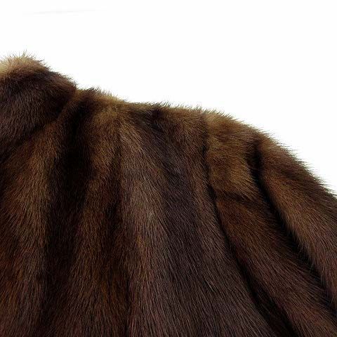 銀座 赤坂 GINZA AKASAKA CINQ 毛皮 コート ミンク ファー M 9 ダークブラウン こげ茶色 美品 リアルファー