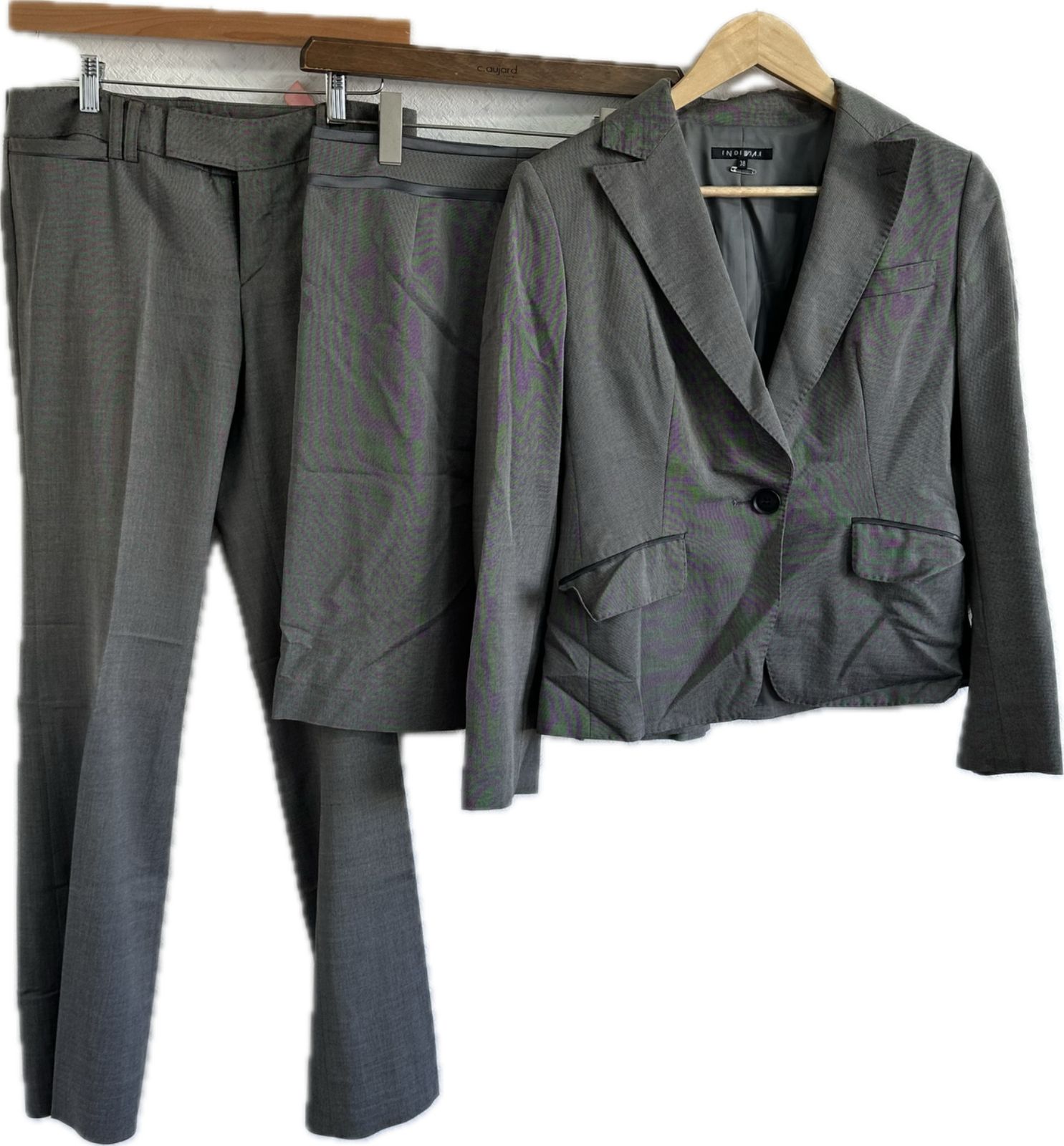 Z1637 INDIVIインディヴィ スーツ3点セットジャケットスカートパンツ