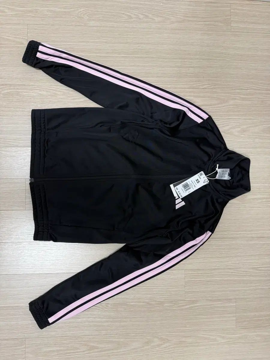 アディダス 3本線 ジャージ ブラック|ピンク XS 黒ピンク adidas