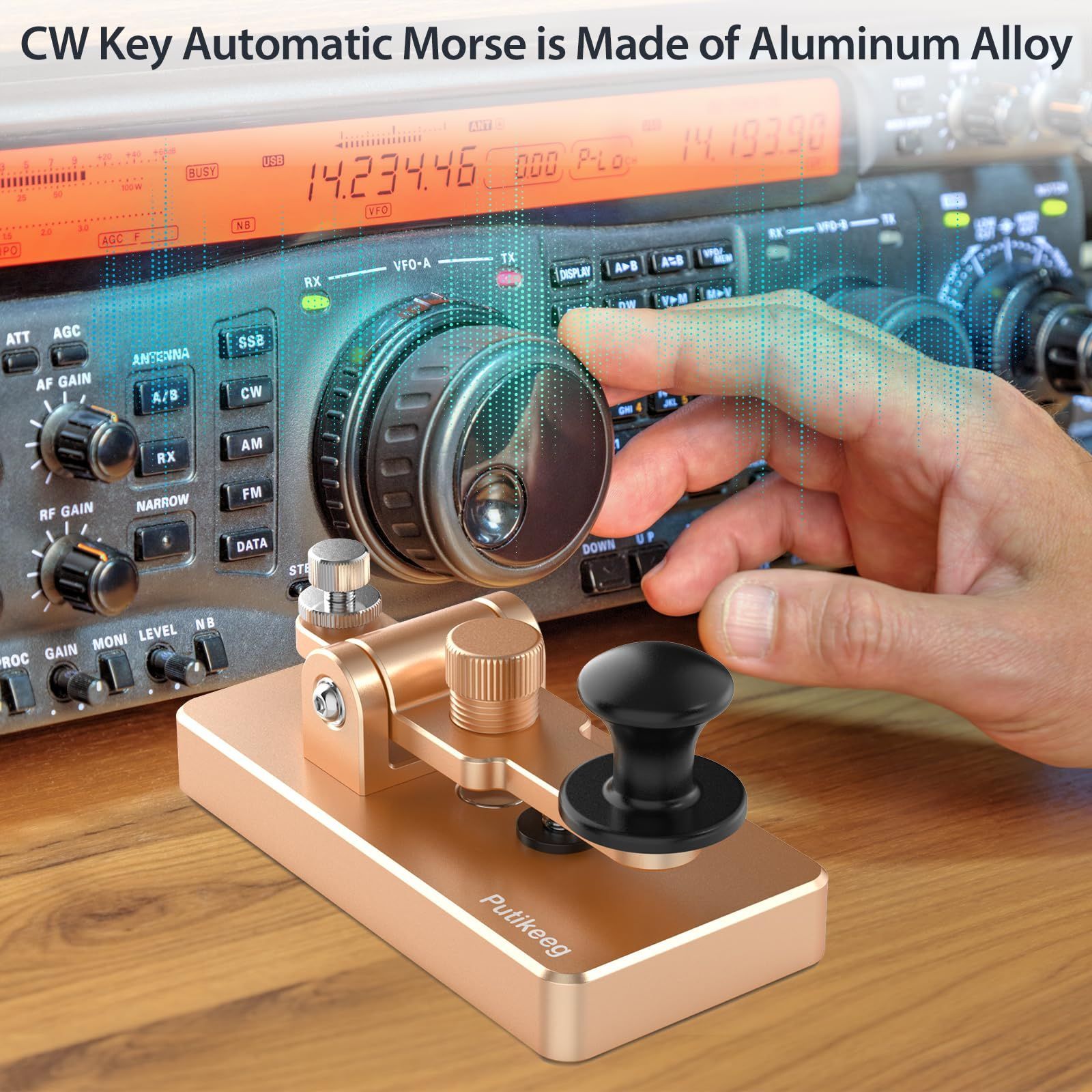 PUTIKEEG アマチュア無線 電鍵 パドル モールス信号 練習機 - 磁気フィードバックマニュアルアップライトエレクトリックキー キャンプまたはポタ ソタ ロタ および または小屋の上の磁気回路のリバウンドリバウンド