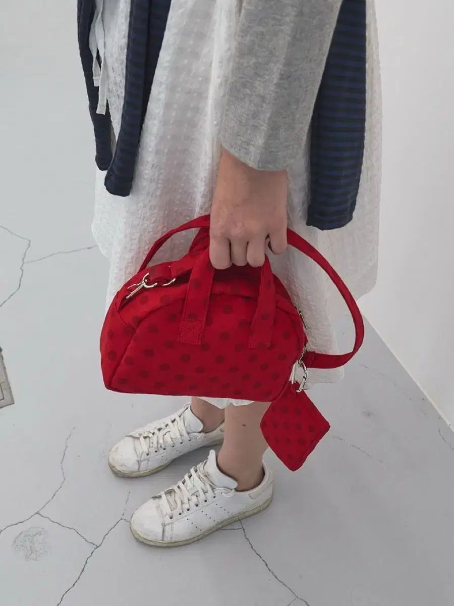 ENZO BLUES ドット スモール ハンド バッグ Red