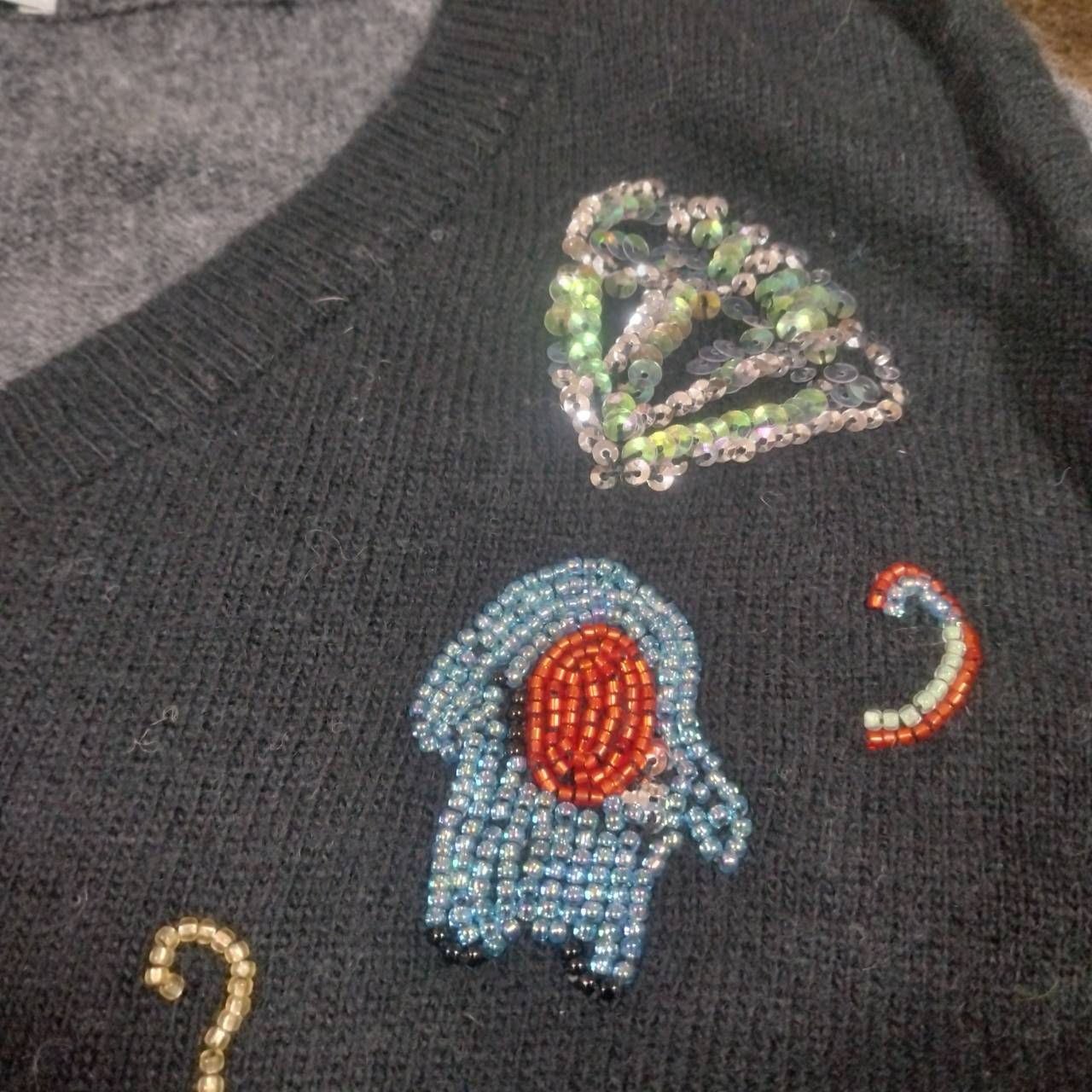 Z1621TSUMORI CHISATO ツモリチサト 刺繍ニットワンピ エイリアン 宇宙