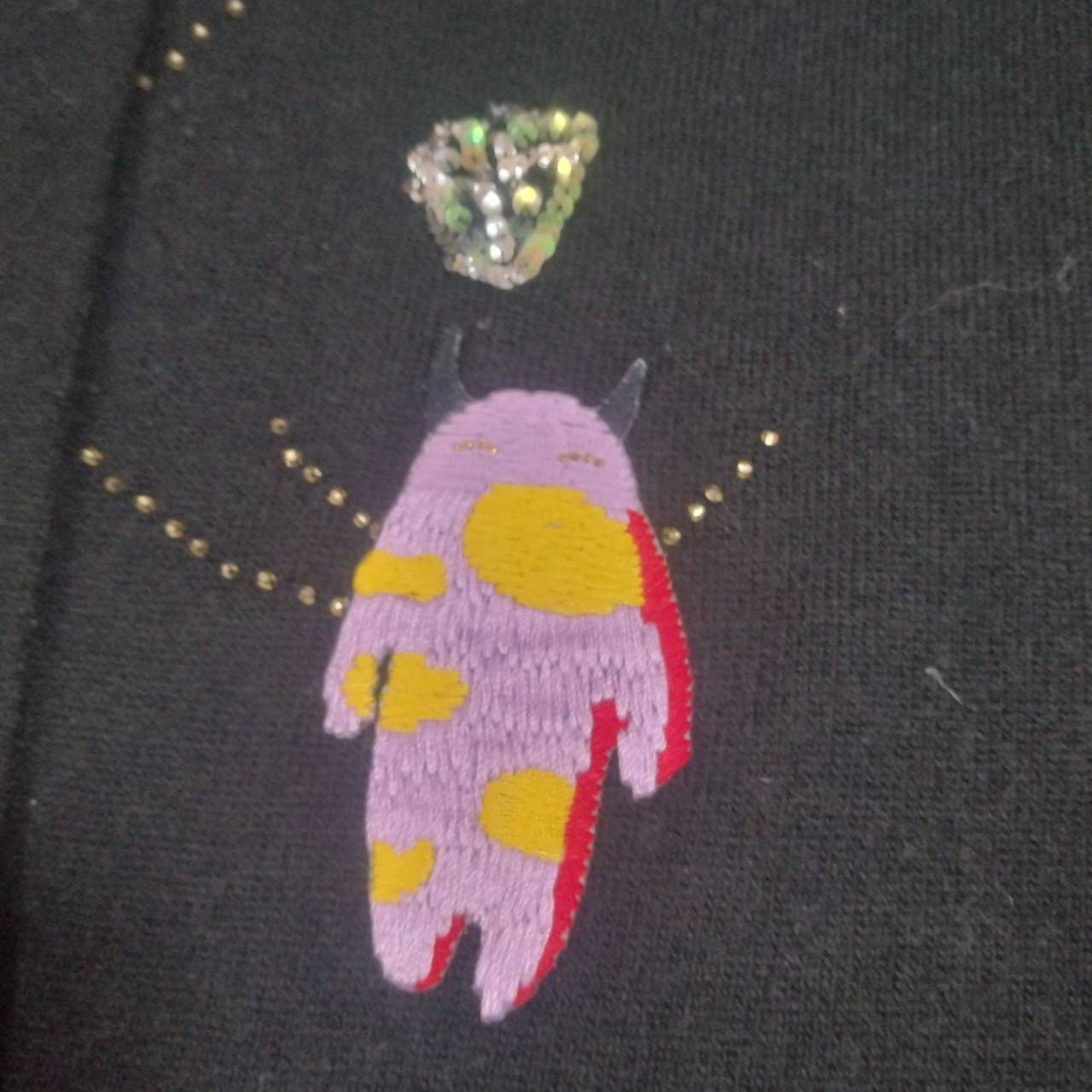 Z1621TSUMORI CHISATO ツモリチサト 刺繍ニットワンピ エイリアン 宇宙