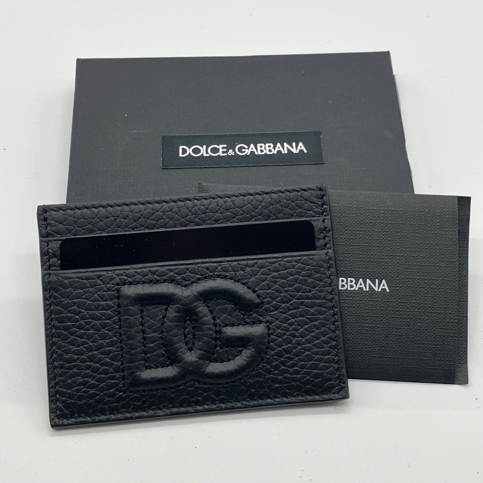 DOLCE - GABBANA ドルチェ＆ガッバーナ DGロゴ グレイングレザー カードケース ブラック