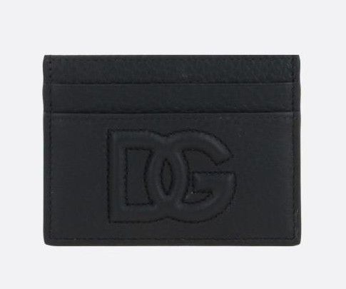 DOLCE GABBANA ドルチェ＆ガッバーナ DGロゴ グレイングレザー カードケース ブラック パスケース 定期入れ 小物