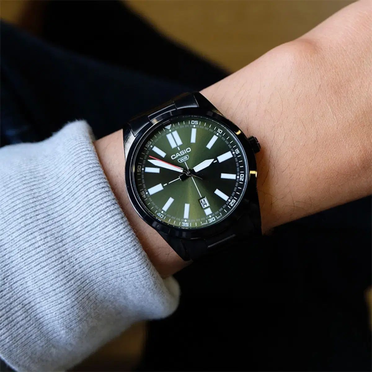 カシオ グリーン ダイアル メタル 時計 新品 mtp-vd02b-3e