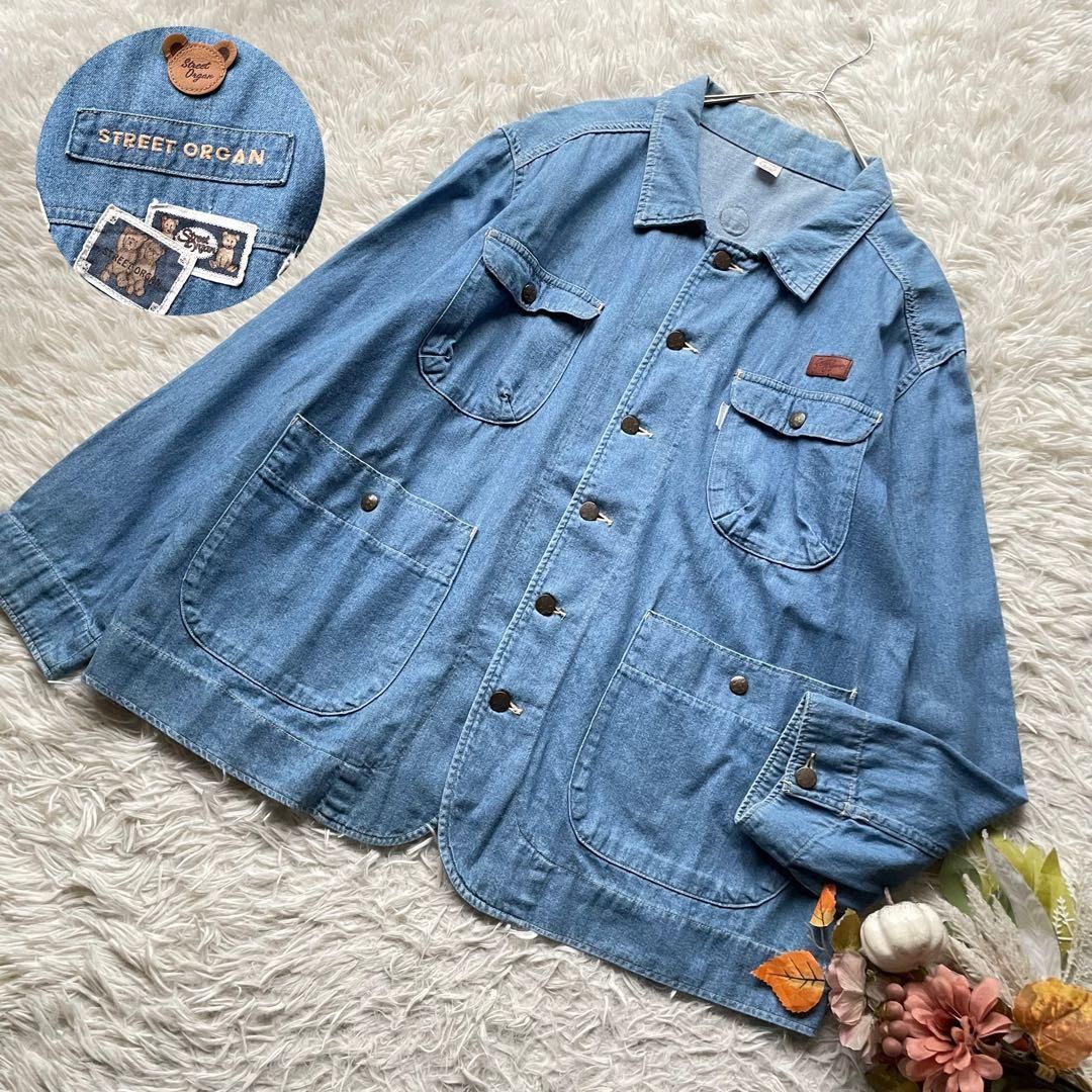 STREET ORGAN ストリートオルガン オーバーサイズデニムジャケット クマさんワッペン M