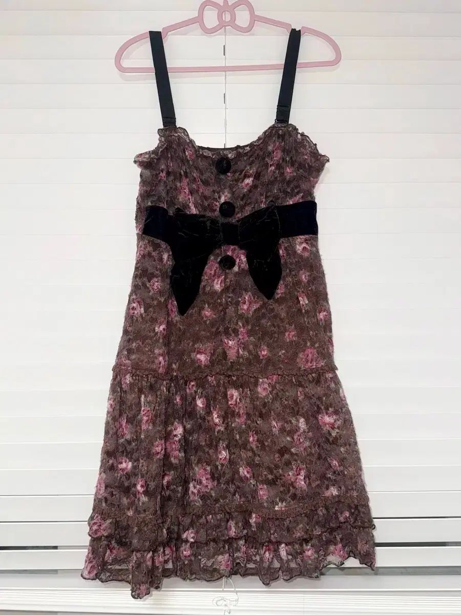 新品 リズリサ♥レア 姫系 姫ギャル 大きなリボン付き薔薇柄レース