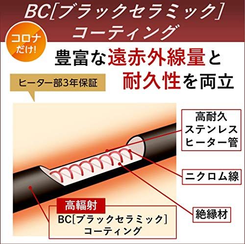 CORONA コロナ 遠赤外線電気ストーブ 日本生産 速暖 コアヒートスリム 省エネ ecoモード搭載 左右首振り タイマー機能 温度調節10段階 ホワイト DH 91 RA W 6 a 89 c b 5