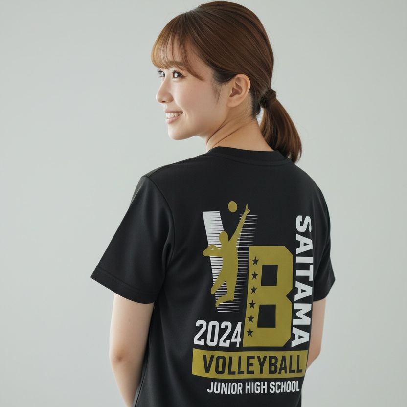 1点限り!!】バレーボールTシャツ ブラック 2024年度モデル埼玉県中学校