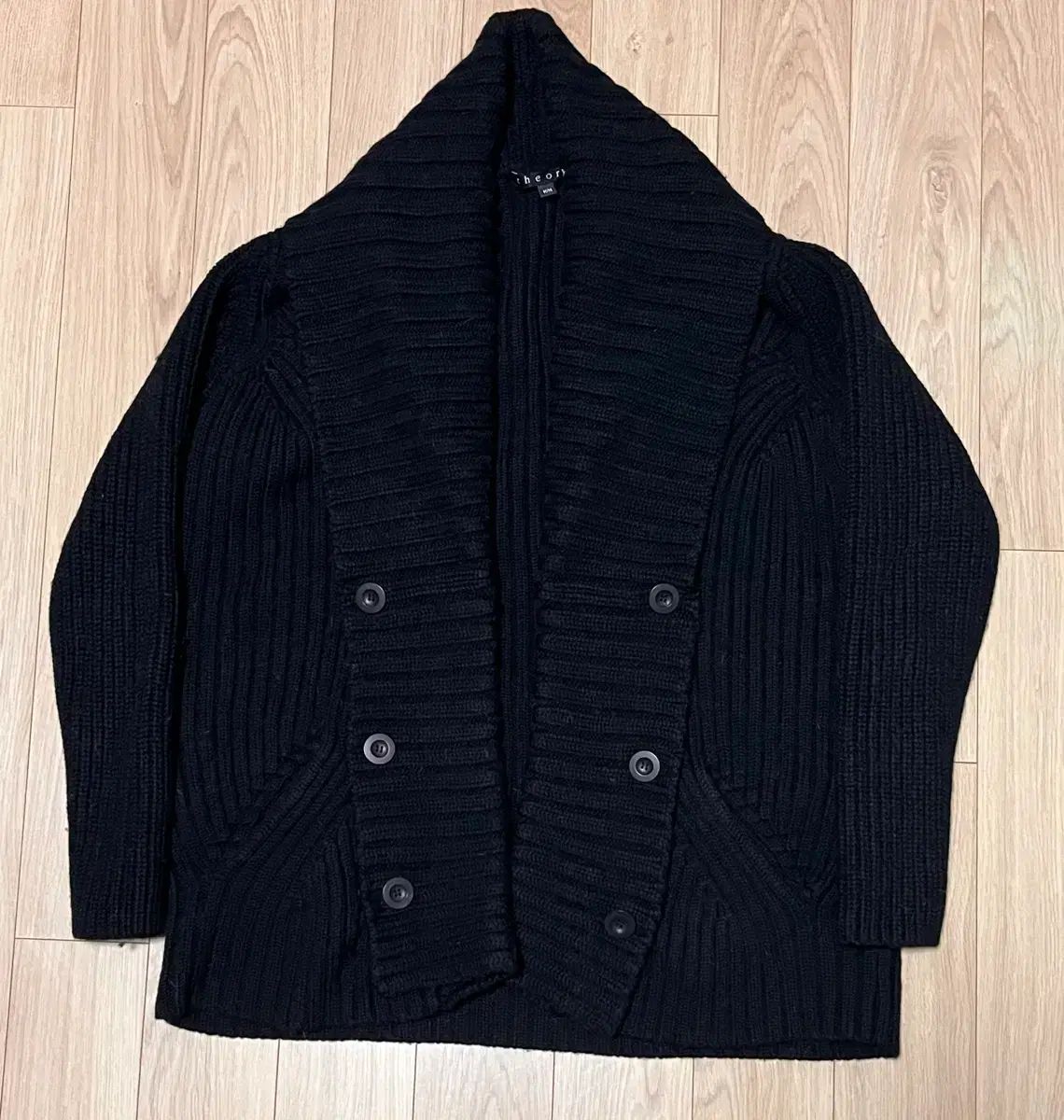 セオリー ショール ウール カーディガン M ブラック
