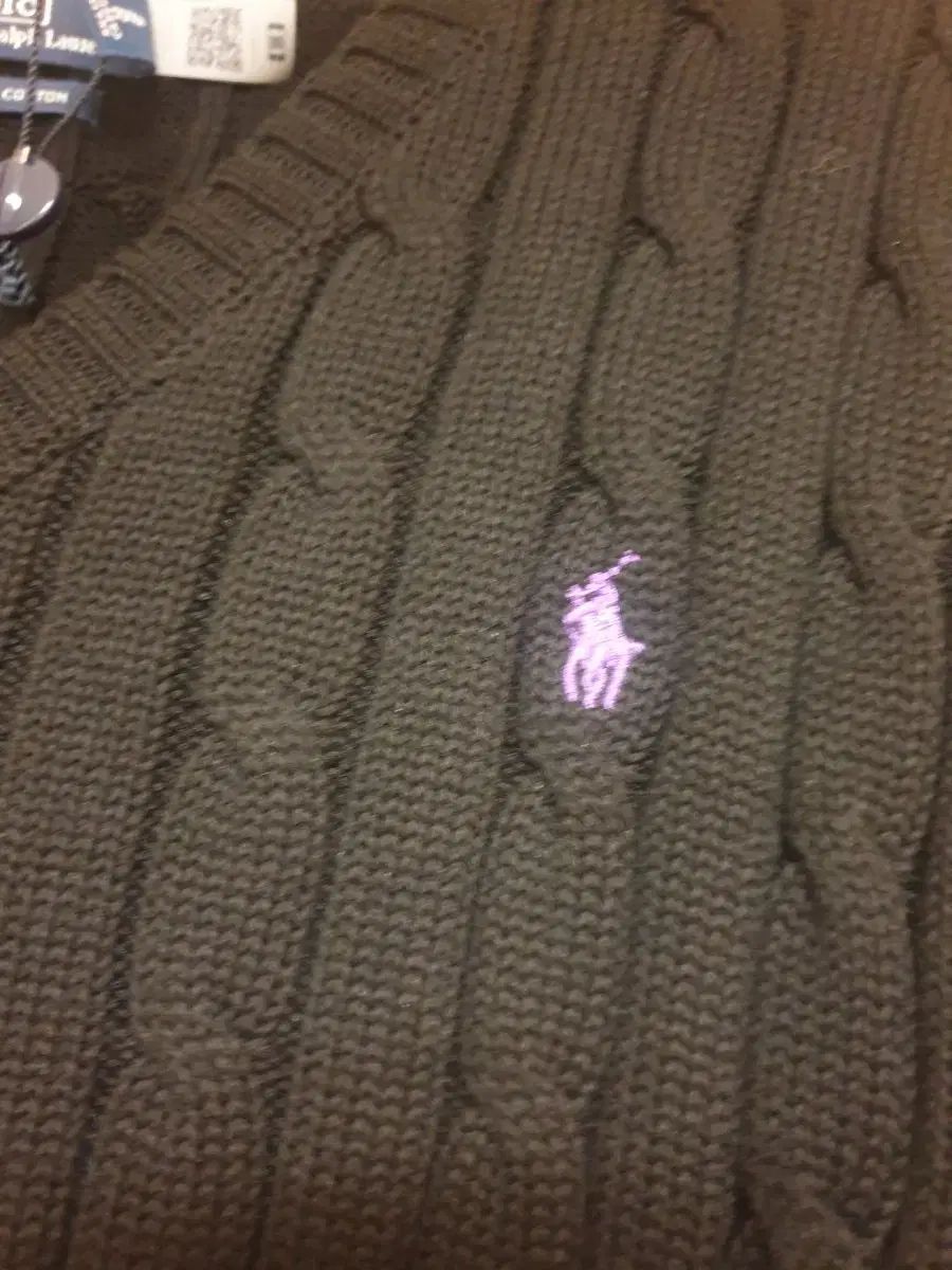 ポロラルフローレン ケーブル編み Vネック ニット L ブラック