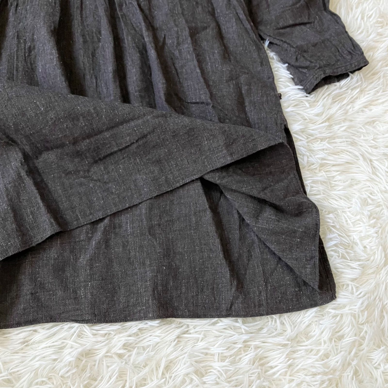 レースのピンタックシャツドレス レース模様入り