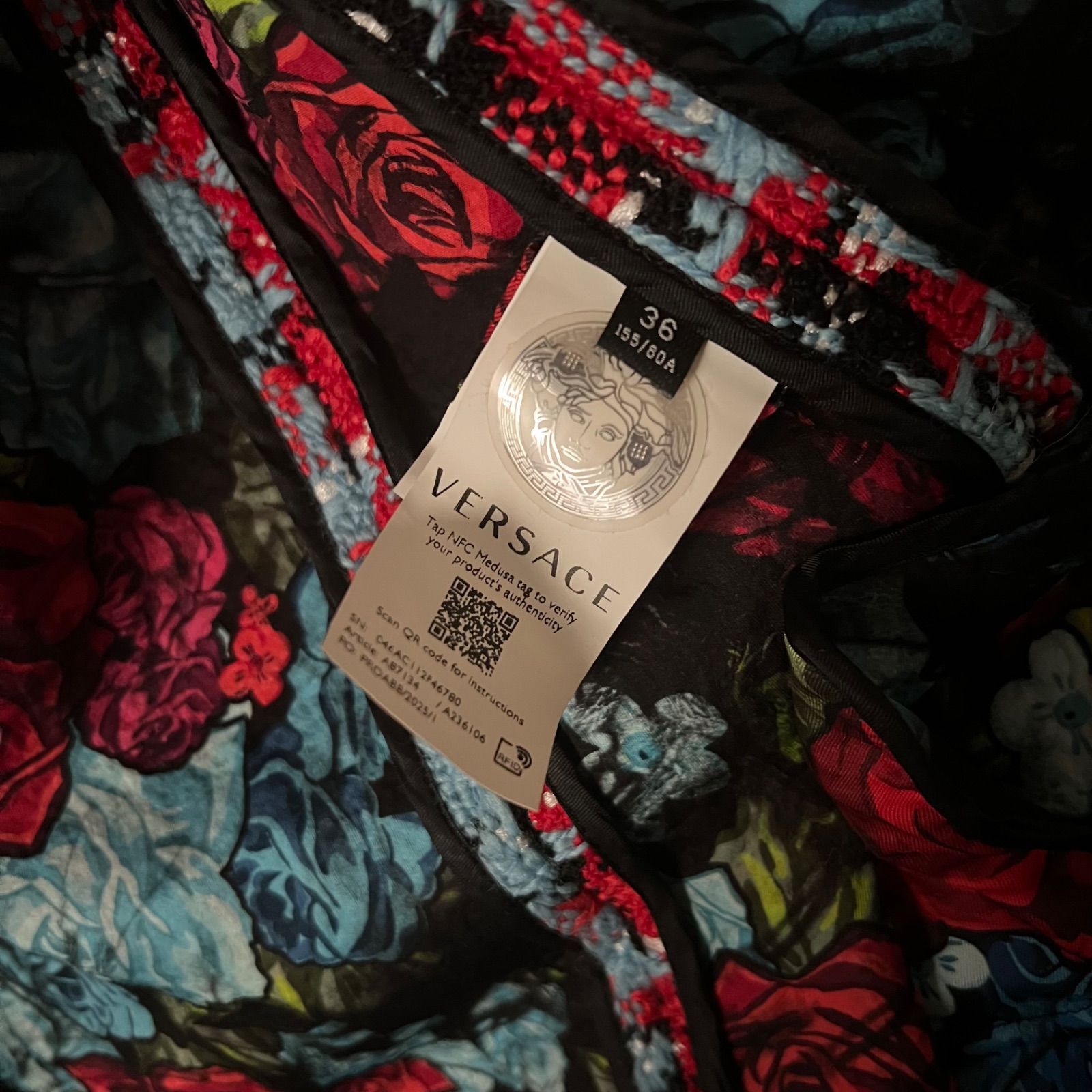 ヴェルサーチ VERSACE 現行 ツイードコート ロング 金ボタン