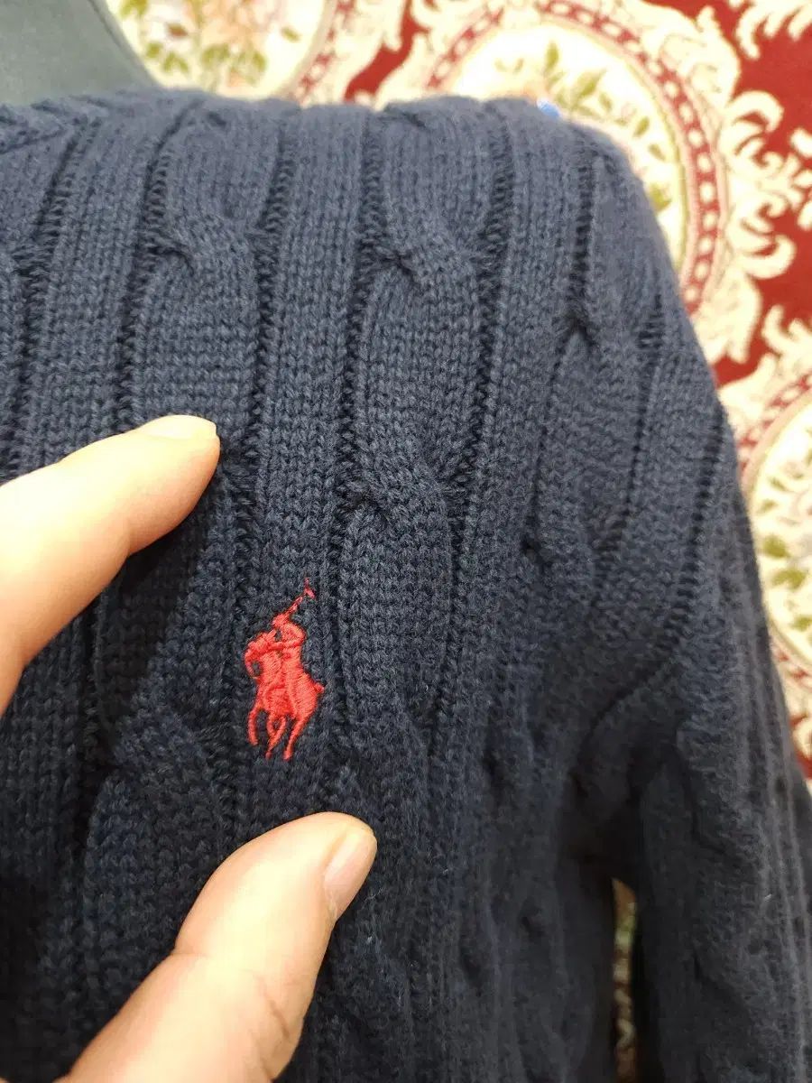 ポロ ラルフローレン ネイビー ケーブル編み コットン ニット