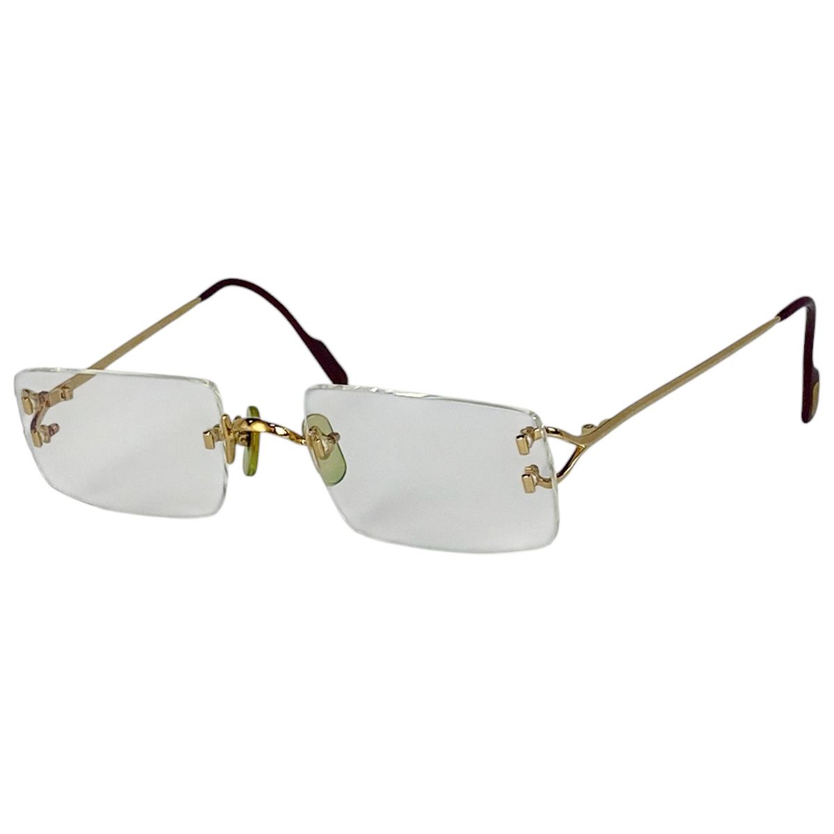 カルティエ CARTIER ロゴ メガネ アイウェア 眼鏡 メタル ゴールド レディース