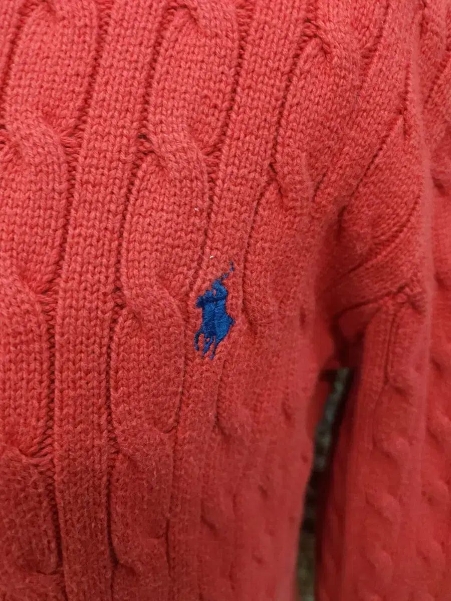 ポロラルフローレン レッド ケーブル編み コットン ニット