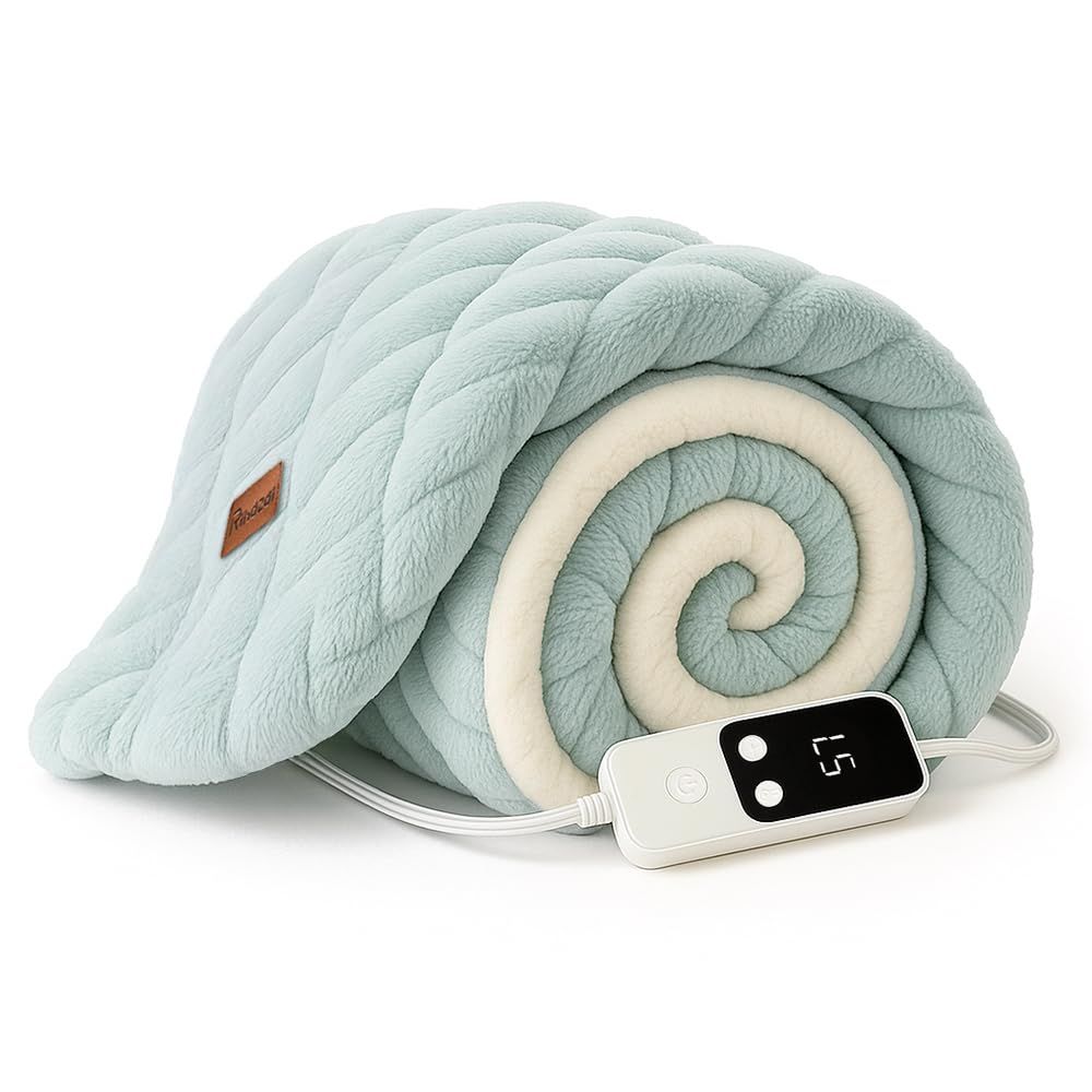 電気毛布 掛け 掛け敷き兼用 洗える 敷き 発熱線 タイマー付き 超滑らか触感 厚手保温 5段温度調節 省エネ 丸洗い 洗濯機 手洗い対応 ポリエステル ふわふわ 170 130 cm PSE認証済 ダニ退治 ライトグリー