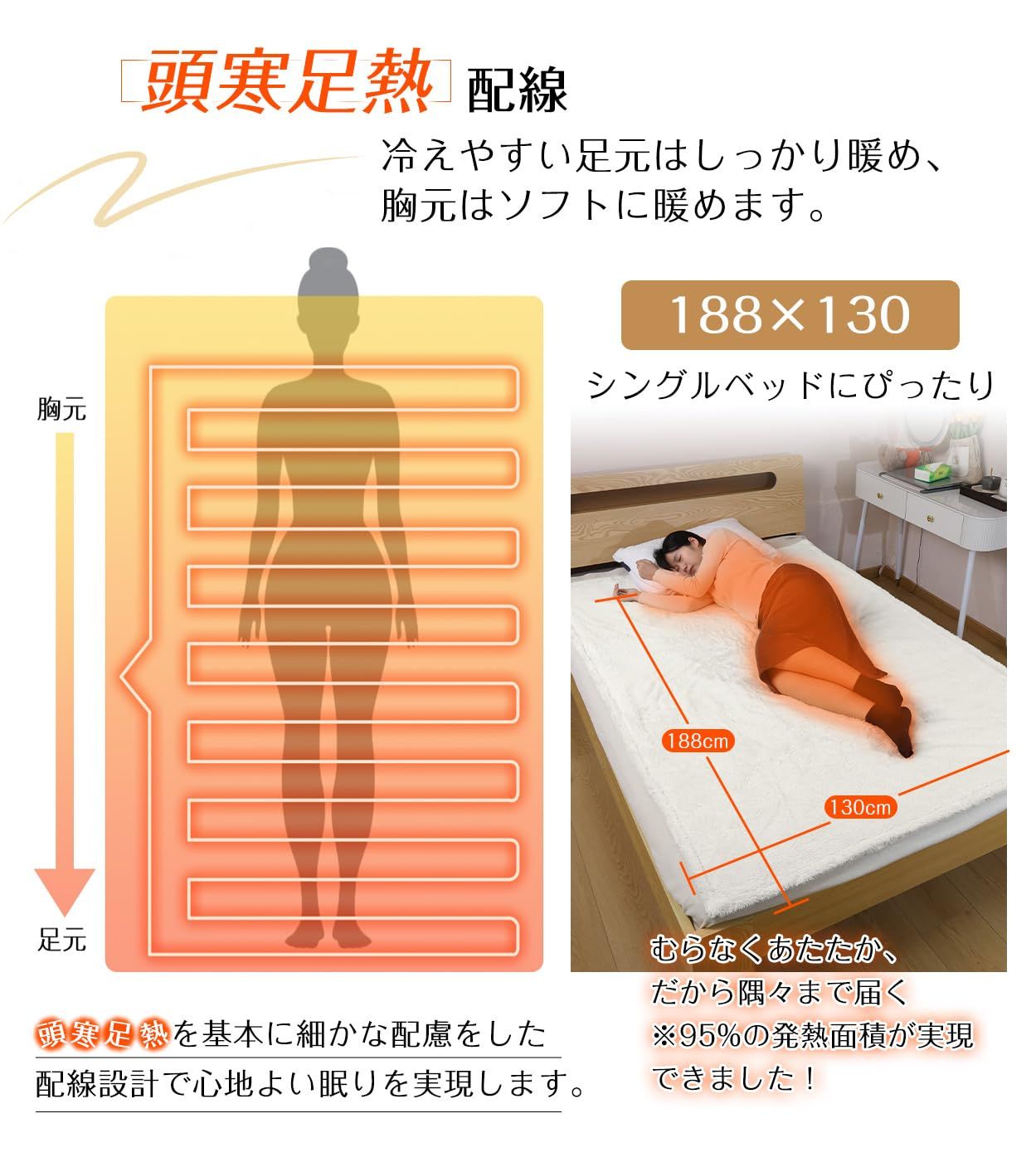 Heshare電気毛布 掛け敷き兼用 洗える 割引 188×130cm 大型 9段階温調
