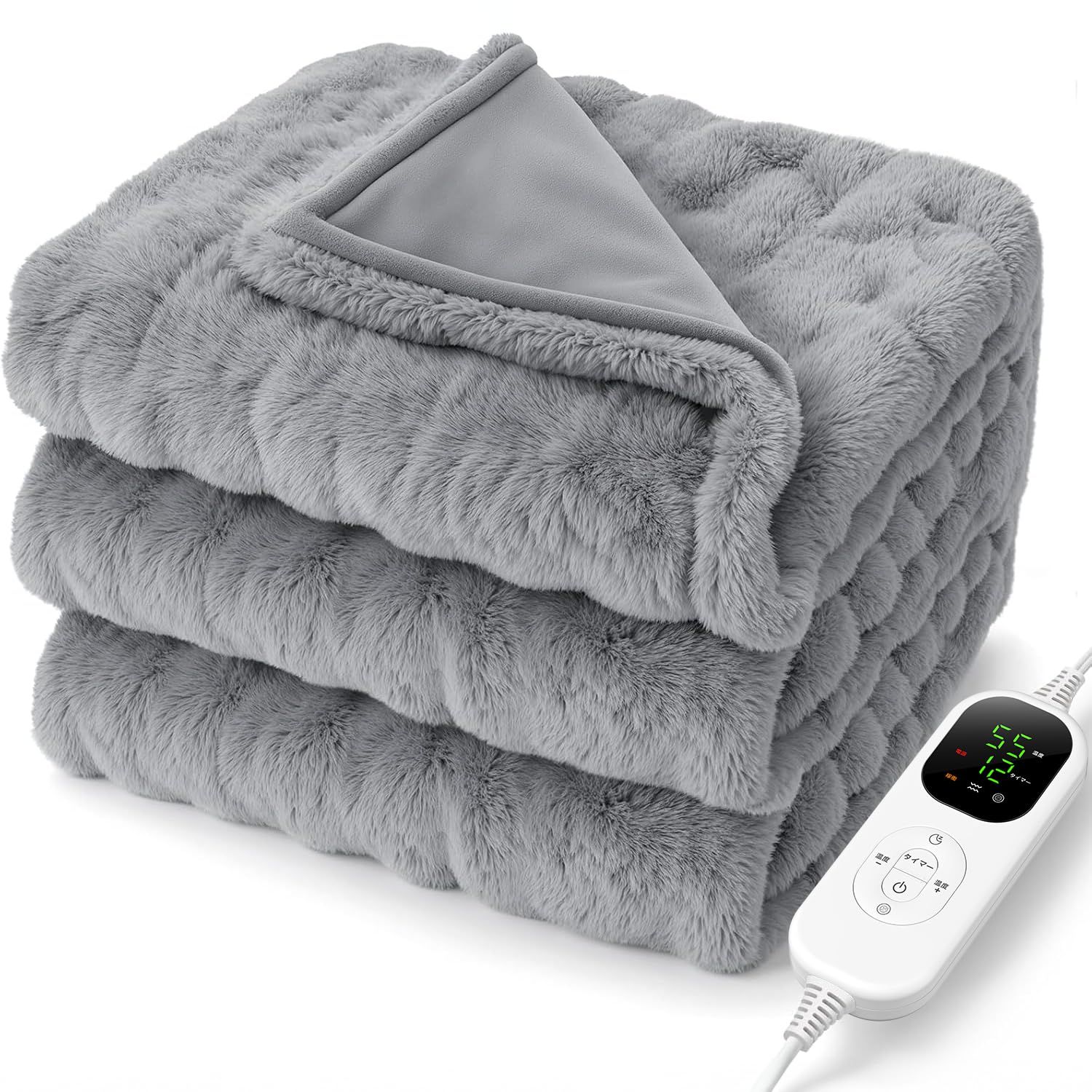 電気毛布 掛け 敷き 190 130 cm 55℃自動ダニ駆除 睡眠モード 頭寒足熱 8段階温度調整 12 Hタイマー機能 電気ブランケット 厚手生地 ふわふわ 両面使え 速暖 恒温加熱 省エネ 暖房器具 防寒対策 肩掛け 膝掛け 過熱保護 抗菌 防臭 ダニ退