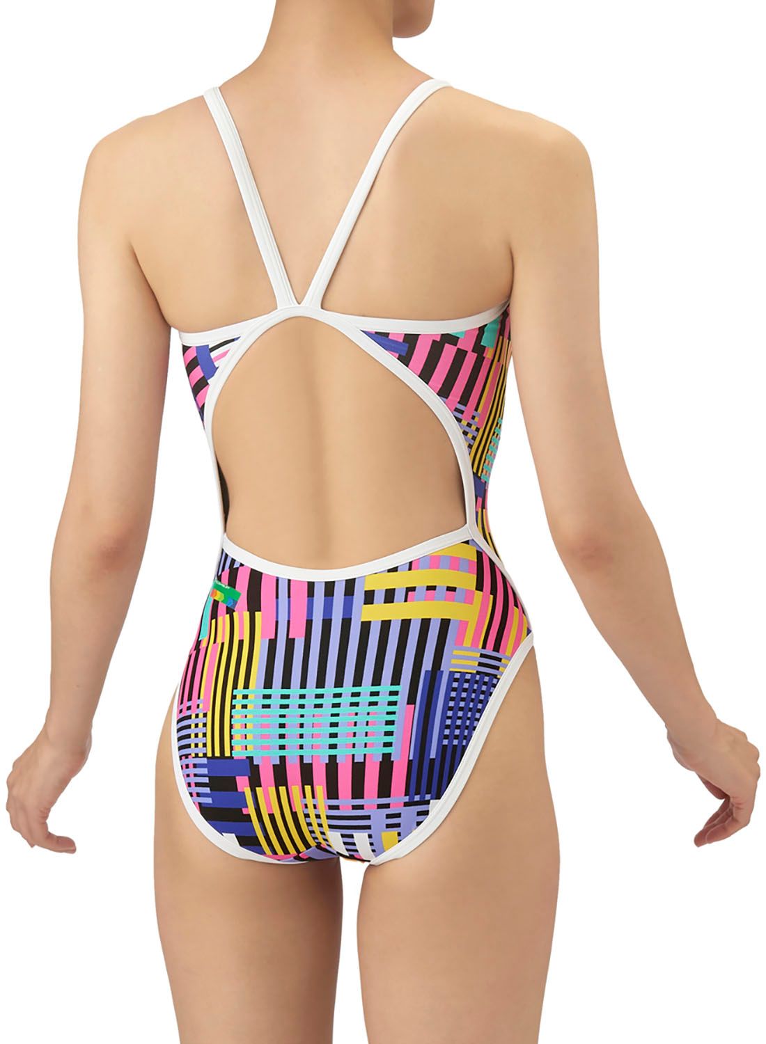 アリーナ arena スイミング トレーニングワンピース オープンバック レディース 水着 スイムウエア 水泳 競泳 プール フィットネス 練習 泳ぎやすい 軽い泳ぎ心地 タフスキン ハード BKWH ブラック ホワイト