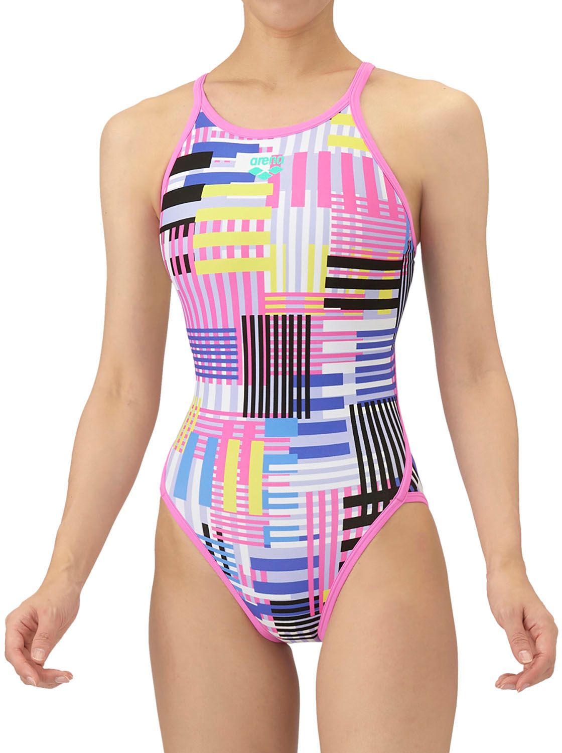 アリーナ arena スイミング トレーニングワンピース オープンバック レディース 水着 スイムウエア 水泳 競泳 プール フィットネス 練習 泳ぎやすい 軽い泳ぎ心地 タフスキン ハード PKPP ピンク パープル