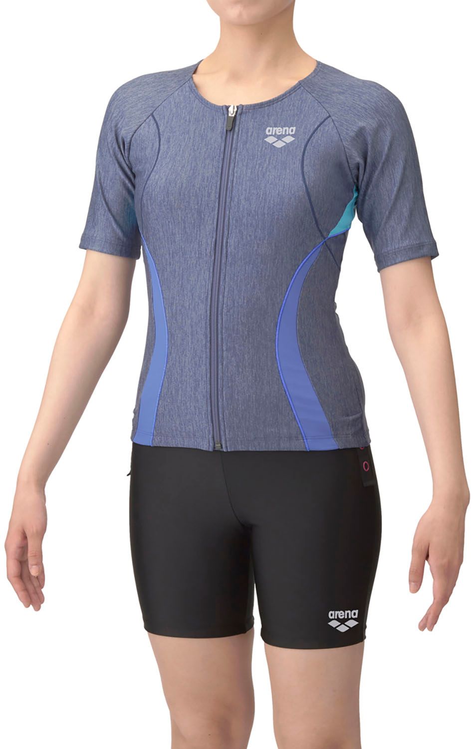 アリーナ arena スイミング フィットネスセパレーツ カバーバック ミドルレッグ 差し込みパッド BLBL ブルー×ブルー