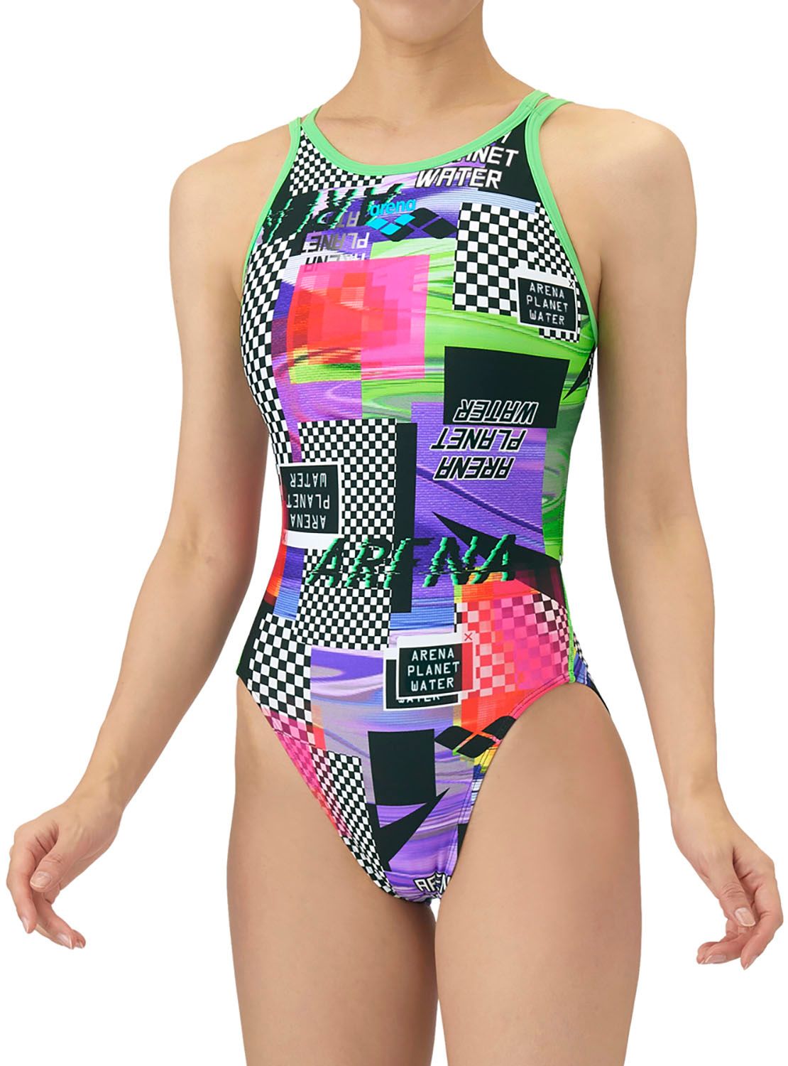 アリーナ arena スイミング トレーニングワンピース オープンバック レディース 水着 スイムウエア 水泳 競泳 プール フィットネス 練習 ジム タフスキン ハード ダブルストラップ BKPP ブラック パープル