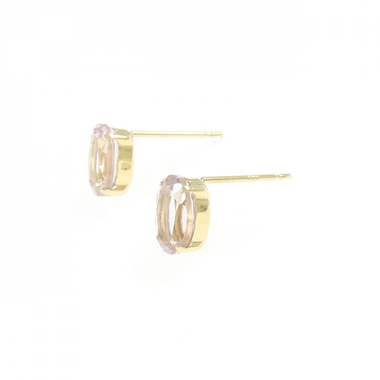 K 18 YG モルガナイト ピアス 1.73 CT
