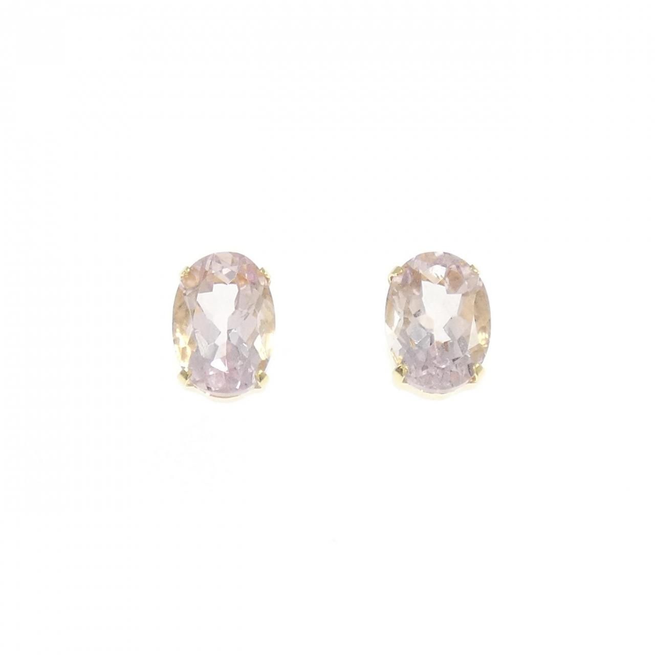 K 18 YG モルガナイト ピアス 1.73 CT