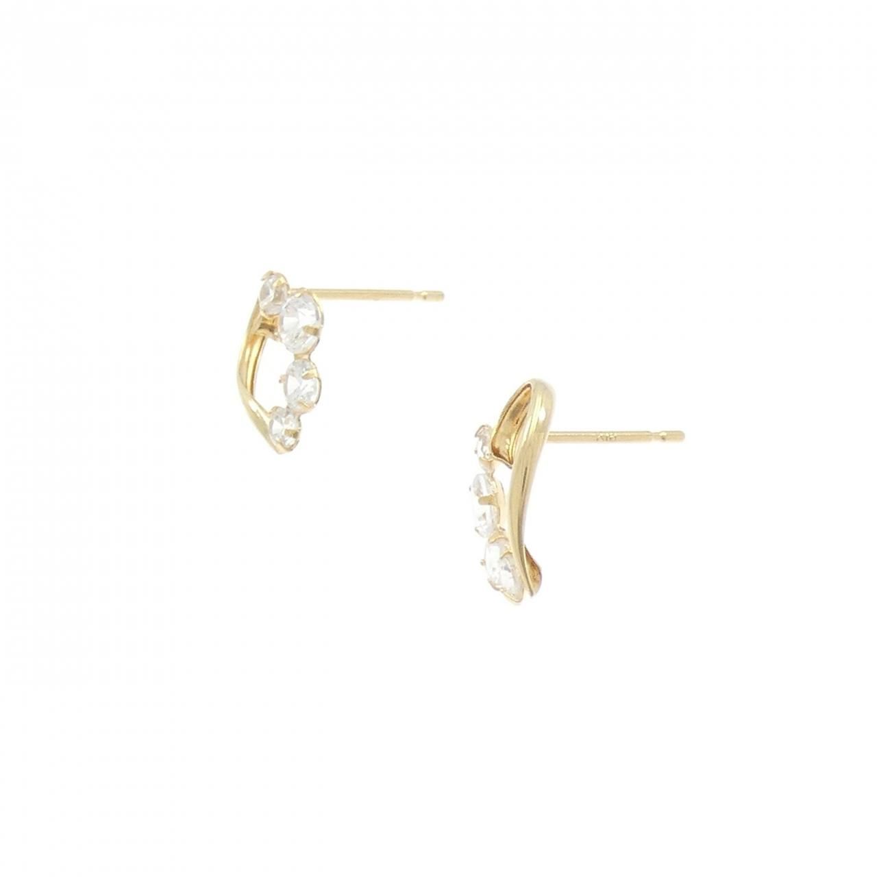 K 18 YG ハート キュービック ピアス