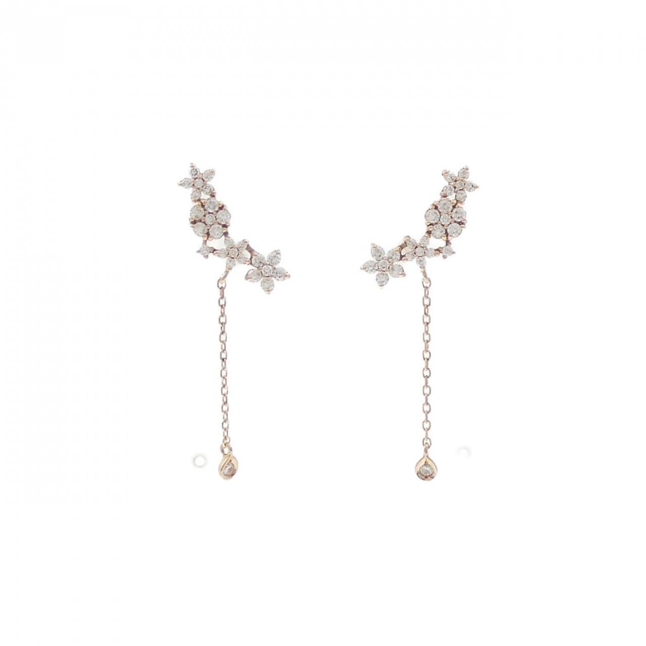 14 KPG K フラワー キュービック ピアス