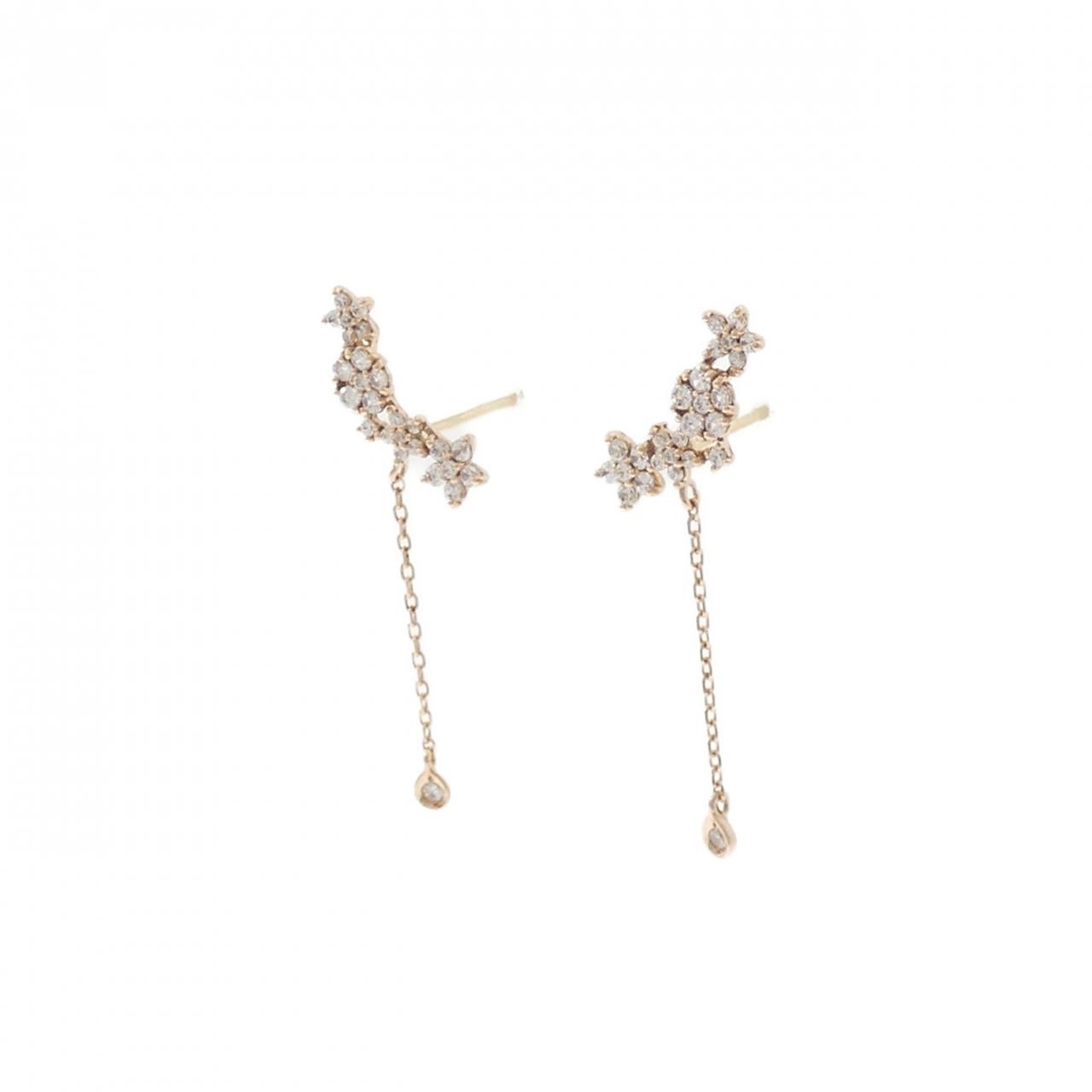 14 KPG K フラワー キュービック ピアス