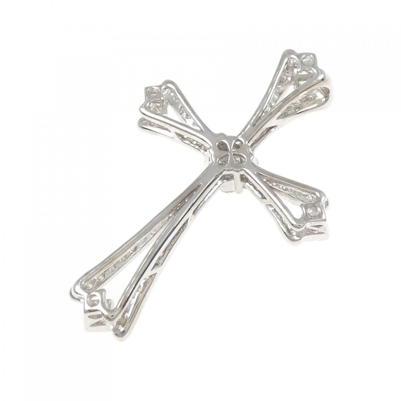 750 WG クロス ダイヤモンド ペンダント 0.98 CT