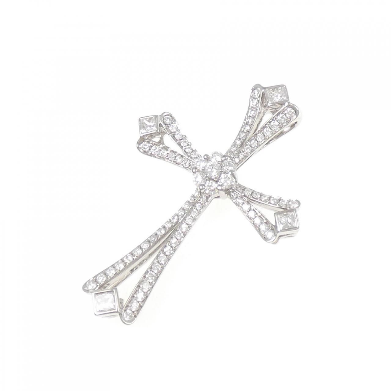 750 WG クロス ダイヤモンド ペンダント 0.98 CT