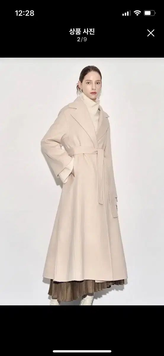 タイム ベルト付きコート ペイルベージュ色