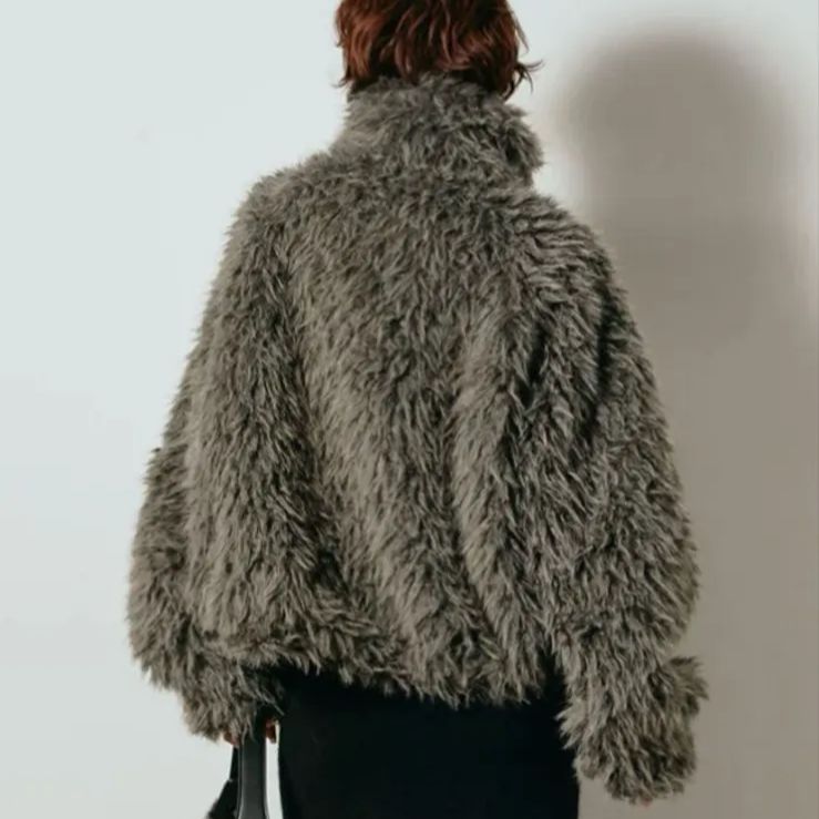 ESICA 同型 ミックスシープファースタンドブルゾン チャコール