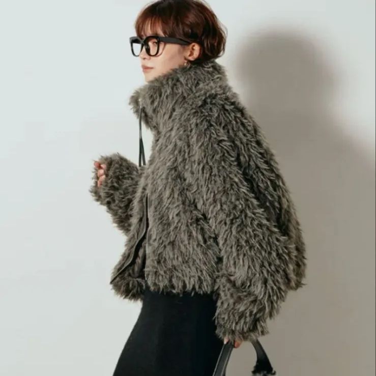 美品‼️ESICA 同型　ミックスシープファースタンドブルゾン　チャコール ESICA 同型 ミックスシープファースタンドブルゾン チャコール