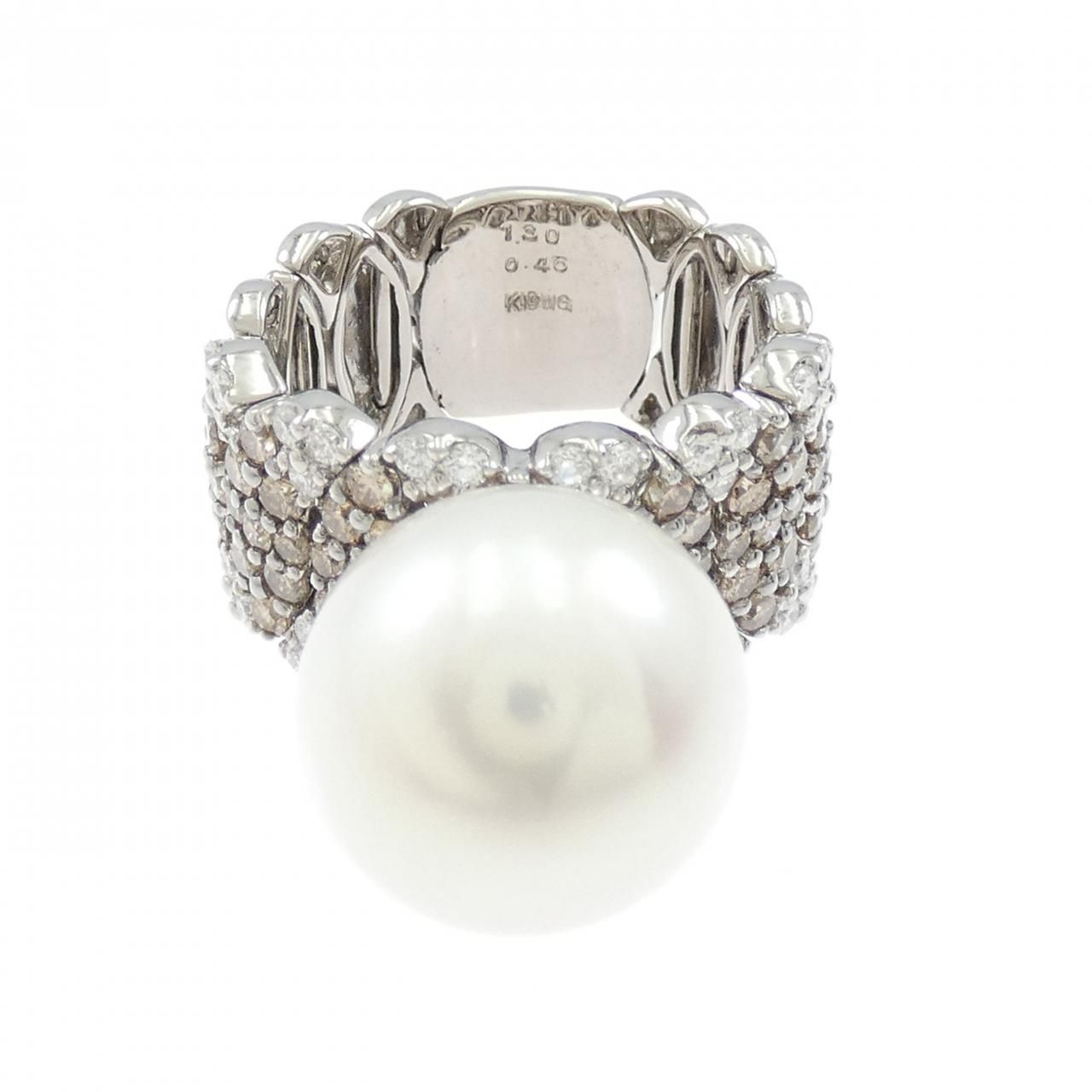 K18WG 白蝶パール リング 14mm - メルカリ