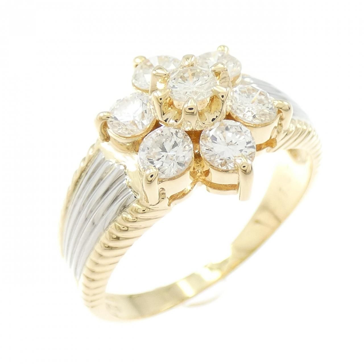 K18YG/PT900 フラワー ダイヤモンド リング 1.07CT - メルカリ