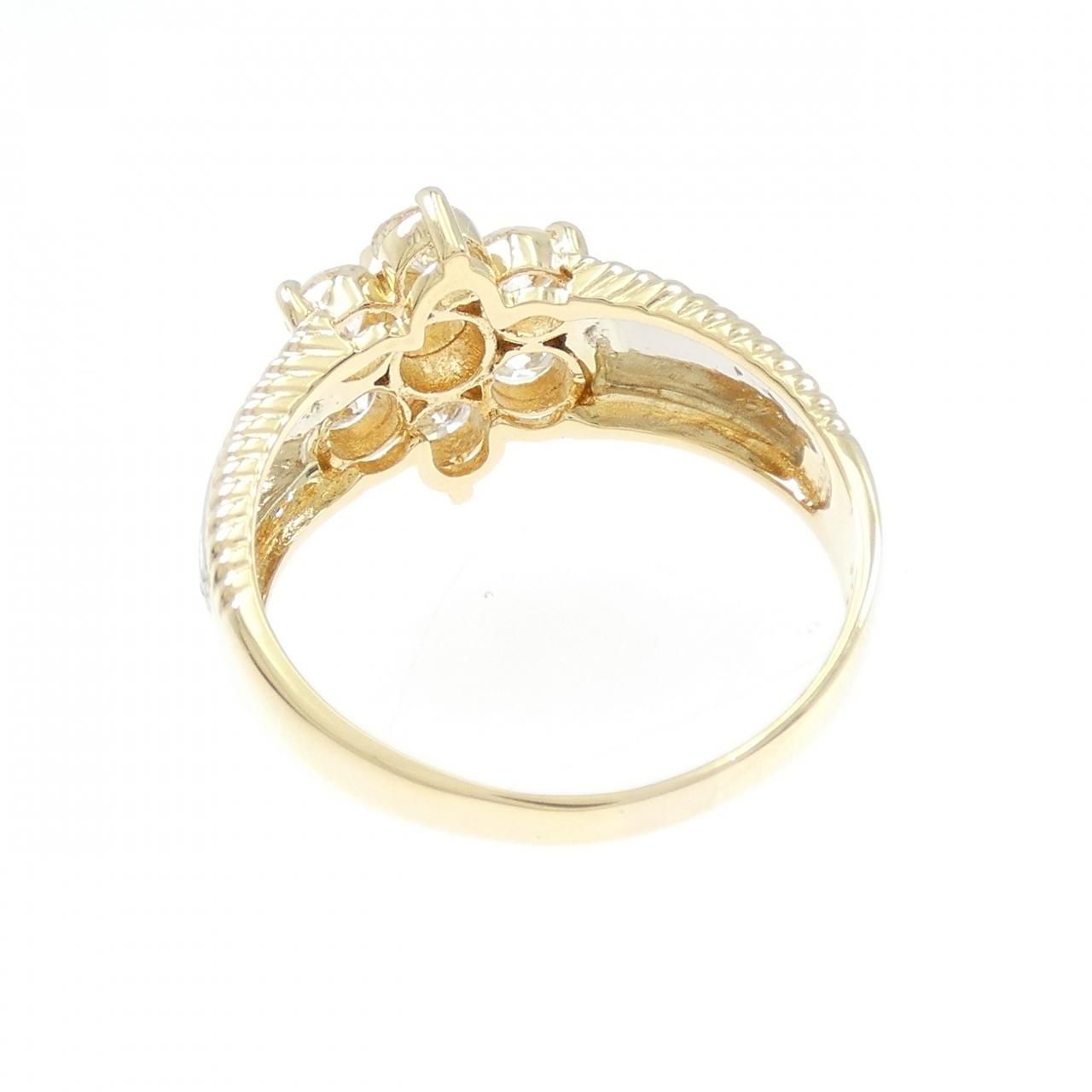 K18YG/PT900 フラワー ダイヤモンド リング 1.07CT - メルカリ