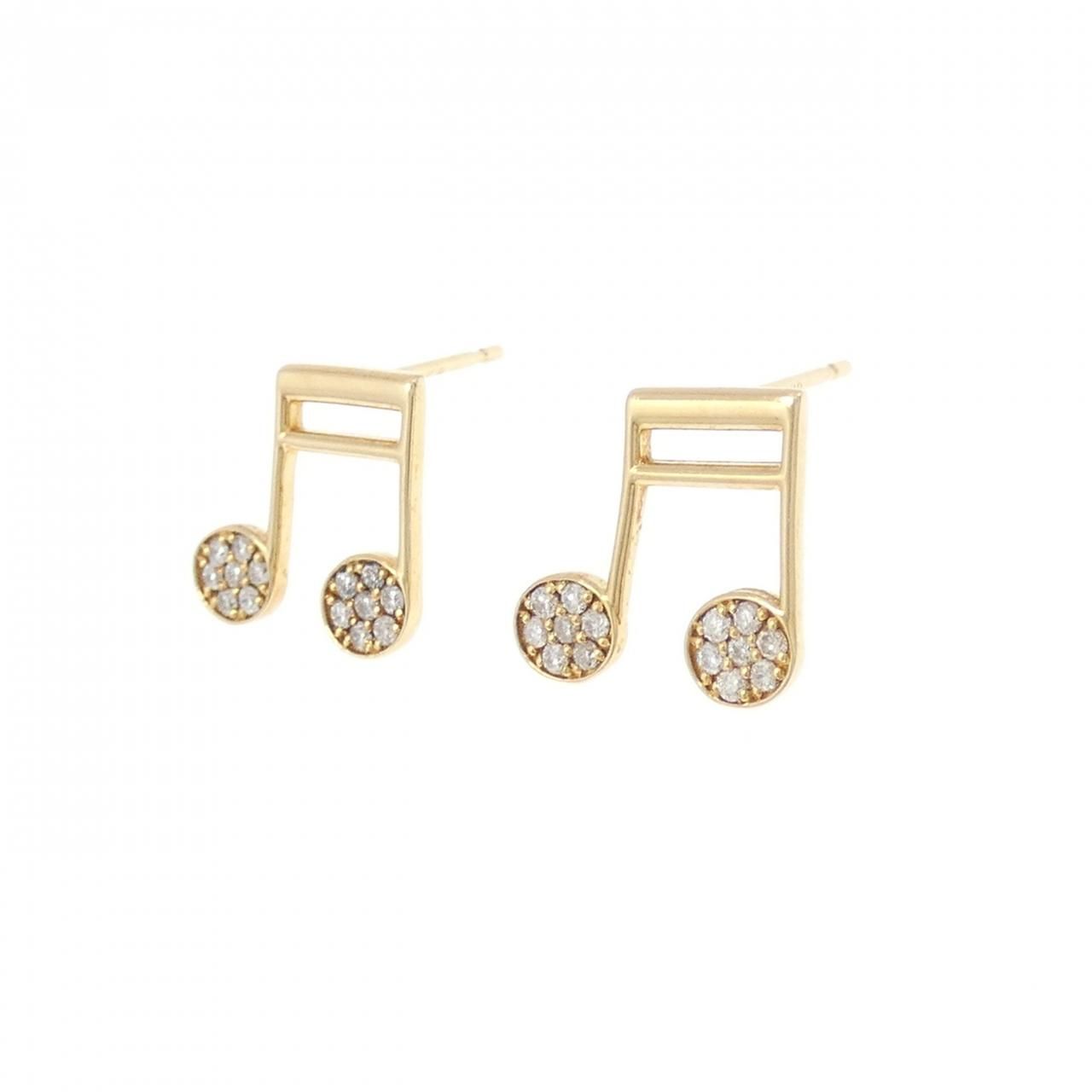 K 18 YG オンプ ダイヤモンド ピアス 0.16 CT